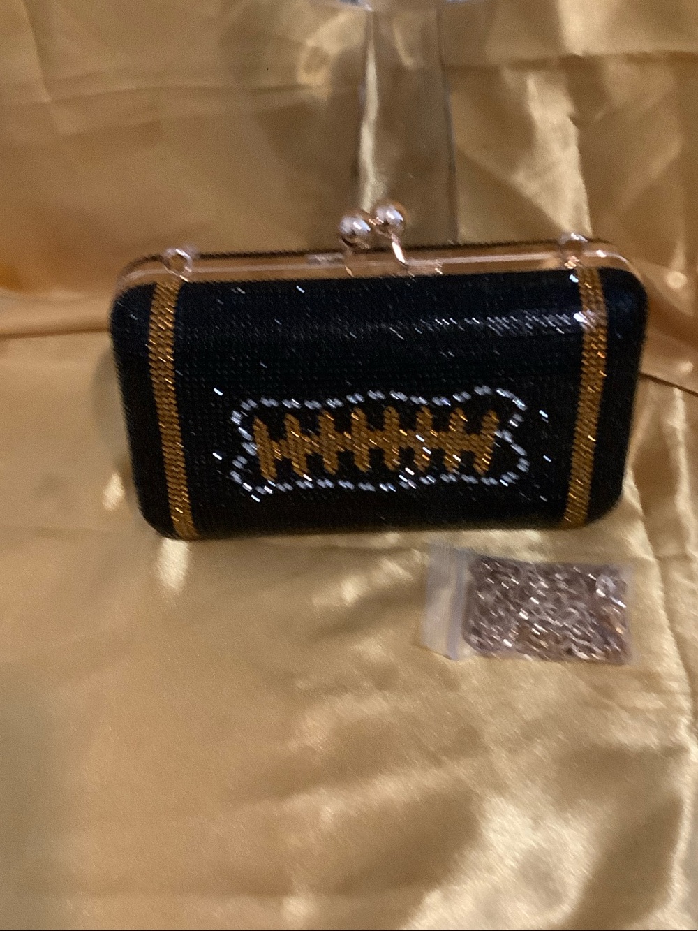 Black and Gold rhinestone evening clutch